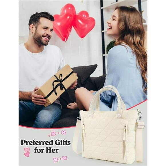 Quilted Puffer Tote Bag Work Travel College Bag Fits Stanley Cup Bottle - Picture 7 of 8